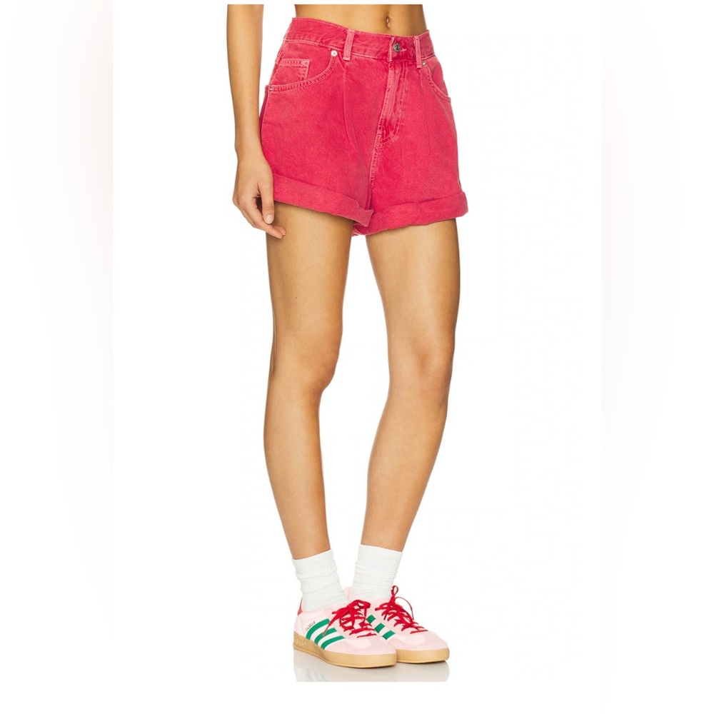 Free People Danni Shorts in Hot Rod Red, denim shorts - Picture 3 of 3